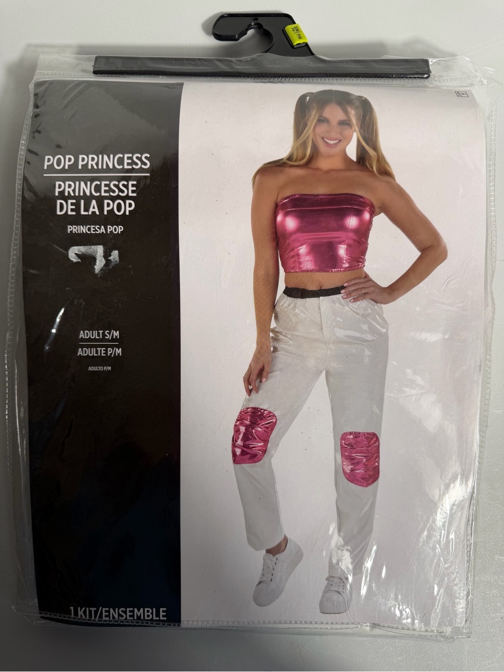 Pop Princess White Joggers with Metallic Pink Knee Accents